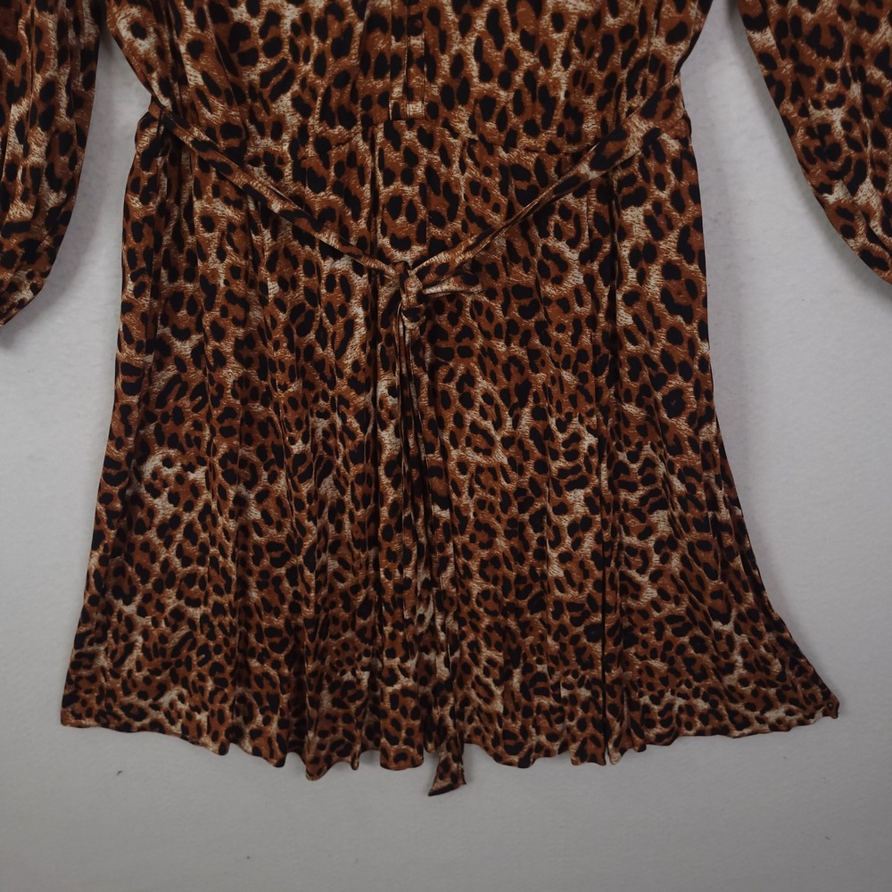 Talbots Midi Dress Leopard Print V-Neck Popover Belted 18WP Casual Formal Luxury - Picture 7 of 12